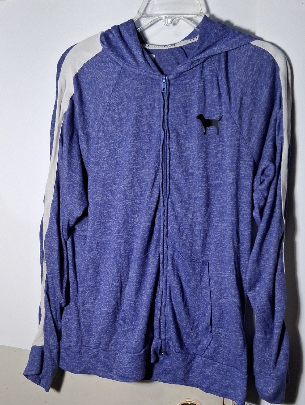 PINK Victoria's Secret Heather Purple Hoodie with White Trim